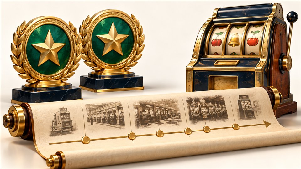 Two conceptual award markers separated along an archival timeline