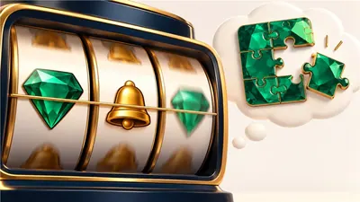 Off-line slot gem beside an almost-complete puzzle metaphor