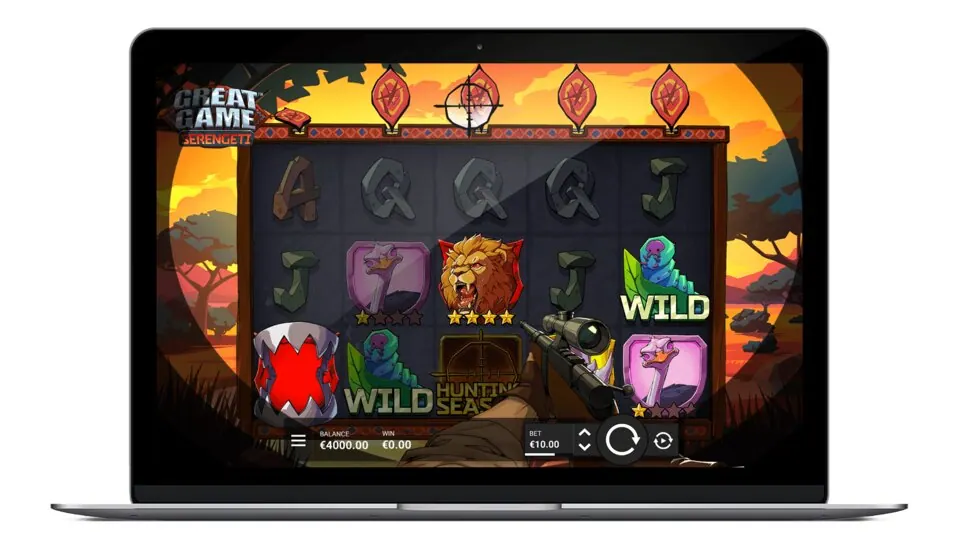 Great Game Serengeti: artwork identifying this slot feature guide
