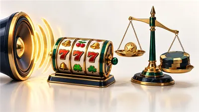 Slot sound waves contrasted with a balance scale comparing stake and award