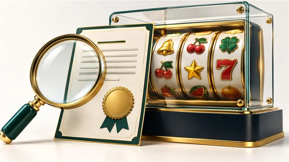 Slot display examined alongside a conceptual verification document