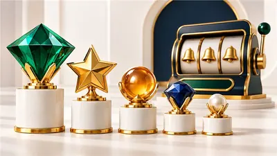 Separate fixed jackpot tiers shown as stable prize-token pedestals