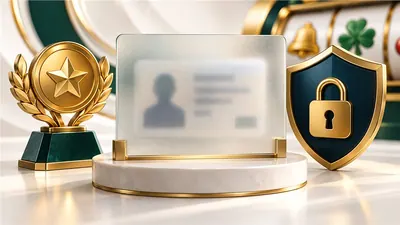 Protected conceptual identity card beside a privacy shield and award marker