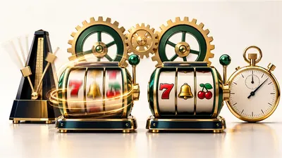 Two slot reels with different motion pacing beside a metronome and stopwatch