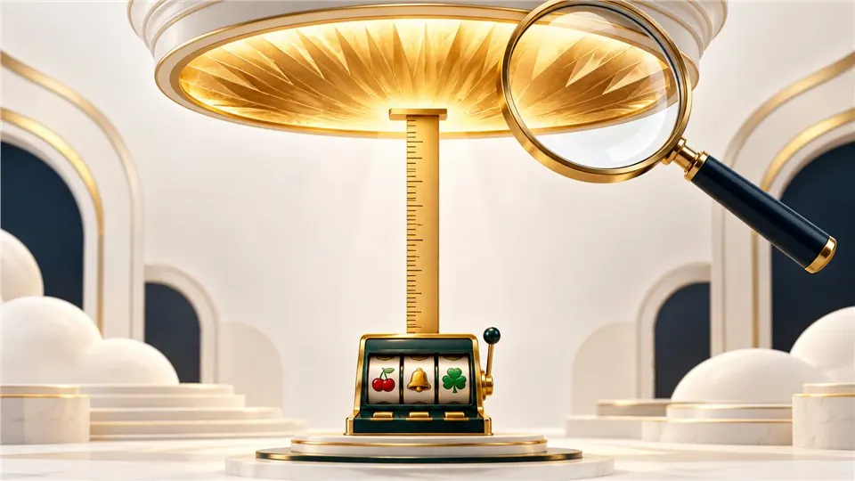 Slot reel beneath a distant upper limit with a measuring ruler
