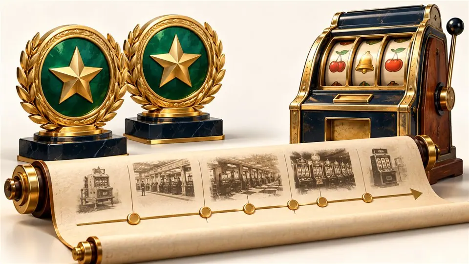 Two conceptual award markers separated along an archival timeline
