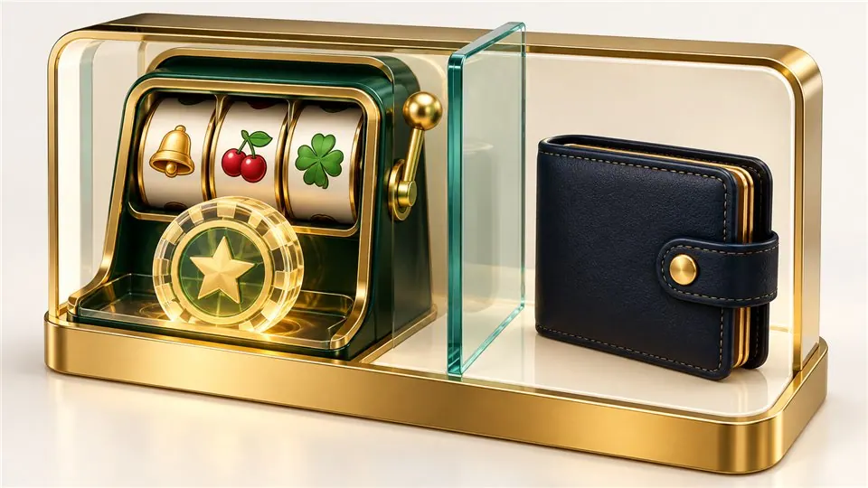 Simulated slot credit separated from a real-world wallet
