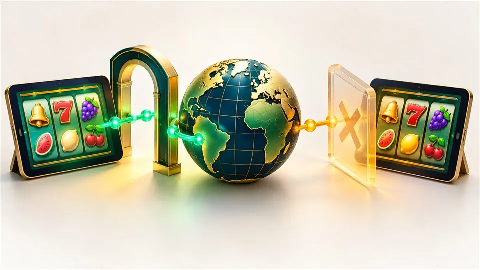 Globe and two demo screens with differently restricted network connections
